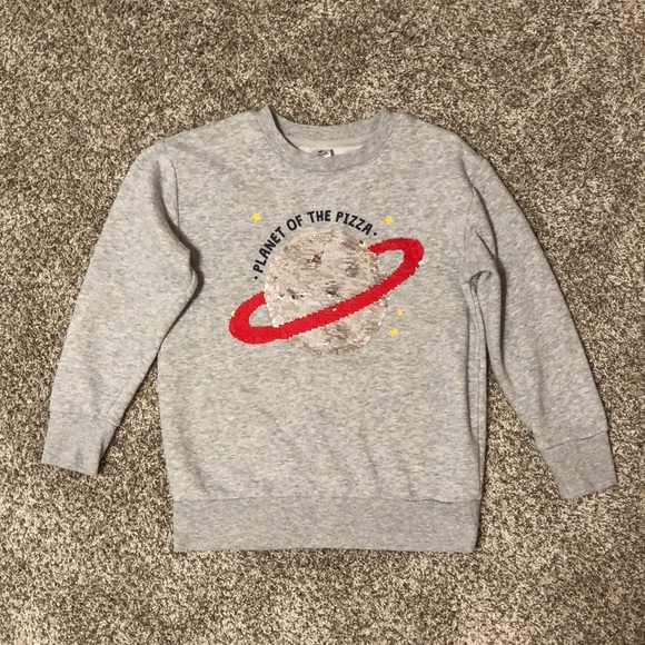 Planet of Pizza Crewneck Sweatshirt- size 8 - Picture 2 of 3